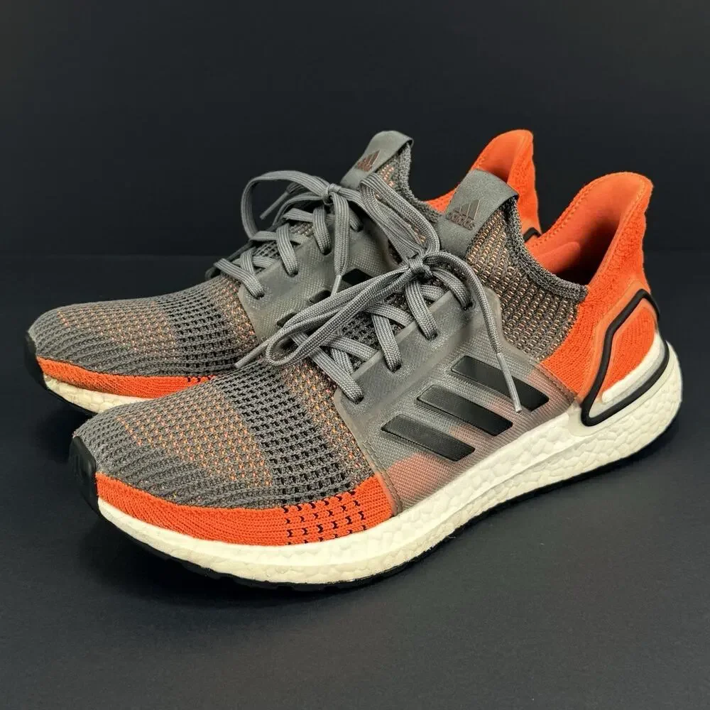 adidas UltraBoost 19 Men’s Size 9.5 Hi-Res Black Orange G27517 Running Shoes